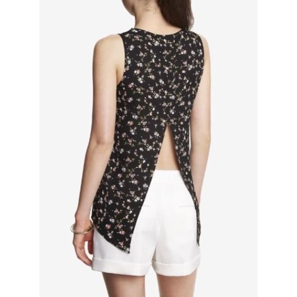 Express Black Floral Open Back Tank S